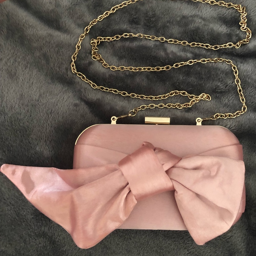 ASOS Light Pink Satin Clutch Evening Bag Like New